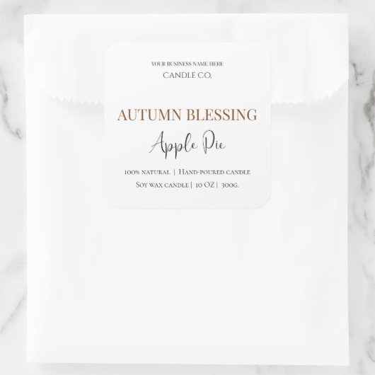 Autumn Blessing Apple Pie | Fall Candle Label  スクエアシール (バッグ)