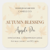 Autumn Blessing Apple Pie | Fall Candle Label  スクエアシール (正面)