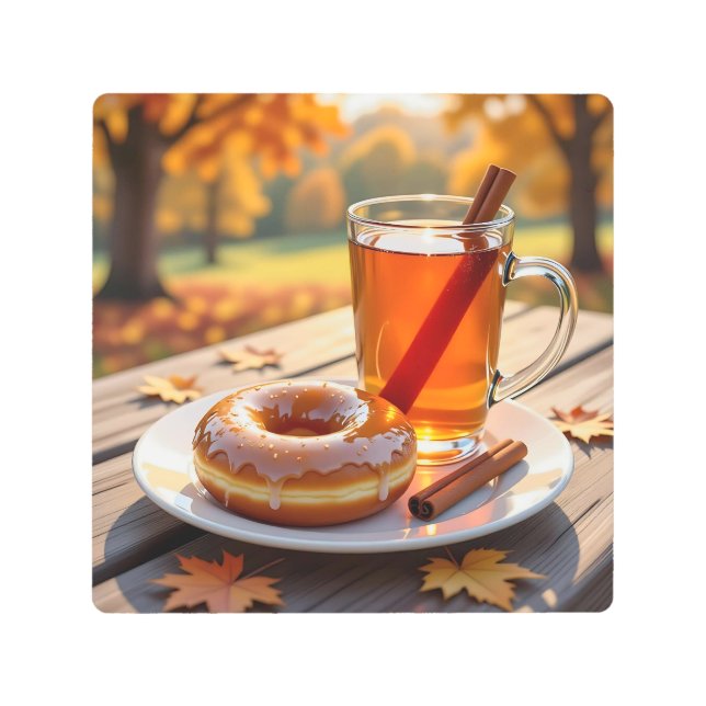 Autumn Blessings | Cider and Donut メタルプリント (正面)