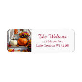 Autumn Blessings | Mums, Pumpkins and Fall Leaves ラベル (正面)