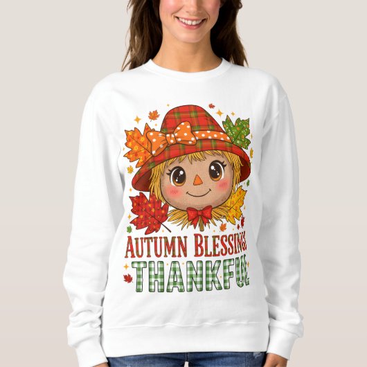 Autumn Blessings Scarecrow Sweatshirt – Cozy Thank スウェットシャツ (正面)