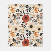 Autumn Bloom Garden Floral Pattern フリースブランケット (正面)