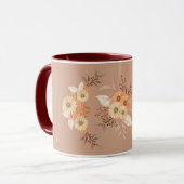 Autumn Bloom – Warm Beige & Orange Floral Art マグカップ (正面左)