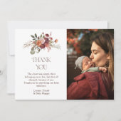 Autumn Blooms Pumpkin Photo Baby Shower サンキューカード (正面)