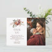 Autumn Blooms Pumpkin Photo Baby Shower サンキューカード (スタンド正面)