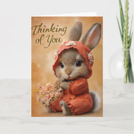 Autumn Blossom Baby Bunny Thinking of You Card カード