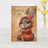 Autumn Blossom Baby Bunny Thinking of You Card カード (黄色い花)