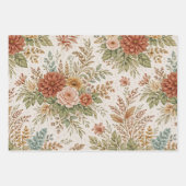 Autumn Blush Garden Floral Pattern ラッピングペーパーシート (正面3)