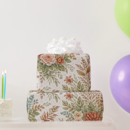 Autumn Blush Garden Floral Pattern ラッピングペーパー