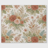 Autumn Blush Garden Floral Pattern ラッピングペーパー (フラット)