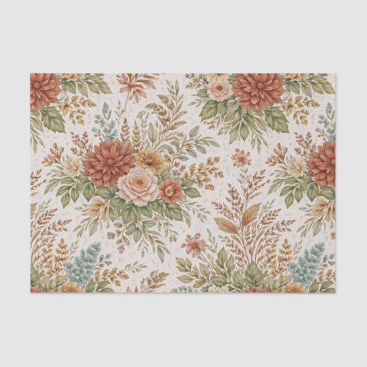 Autumn Blush Garden Floral Pattern 薄葉紙 (正面)