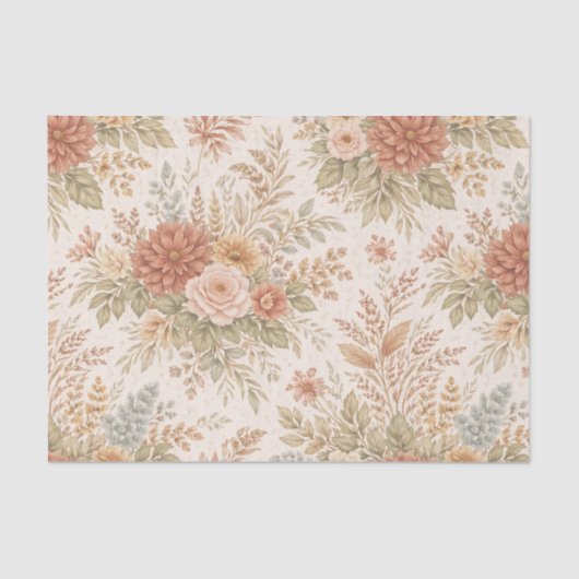 Autumn Blush Garden Floral Pattern 薄葉紙 (正面)