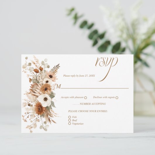 Autumn Bohemian Boho Fall Flowers | 出欠カード (スタンド正面)