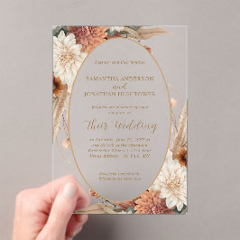 Autumn Boho Floral Oval Border Wedding | アクリル招待状