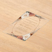 Autumn Boho Floral Oval Border Wedding | アクリル招待状 (レイダウン)