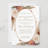 Autumn Boho Floral Oval Border Wedding | 招待状 (正面)