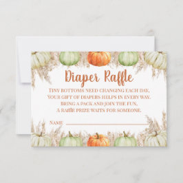 Autumn Boho Pampas Grass Diaper Raffle Card サンキューカード