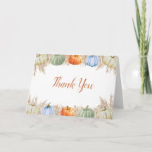Autumn Boho Pampas Grass Thank You Card | Fall