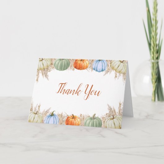 Autumn Boho Pampas Grass Thank You Card | Fall サンキューカード (正面)