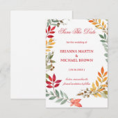 Autumn Botanical Leaves Frame セーブザデート (正面/裏面)