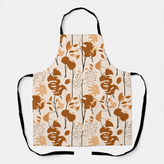 Autumn Botanical Leaves Minimalist  エプロン (正面)