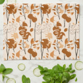 Autumn Botanical Leaves Minimalist  キッチンタオル (折り畳み)