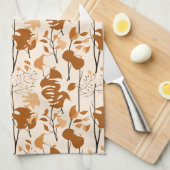 Autumn Botanical Leaves Minimalist  キッチンタオル (四つ折り)