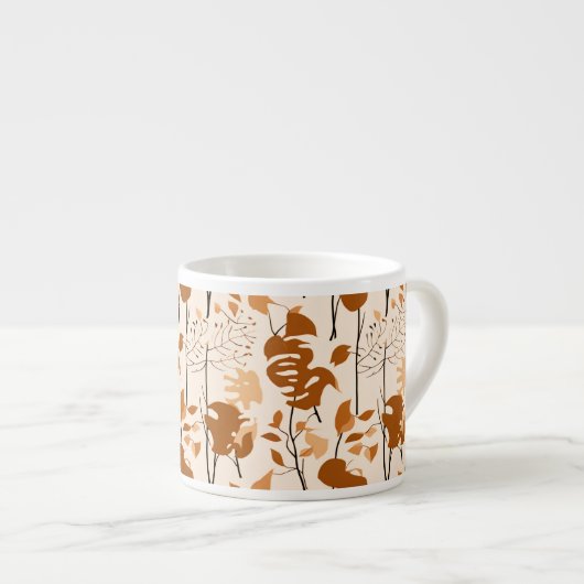 Autumn Botanical Leaves Minimalist Mug エスプレッソカップ (正面右)
