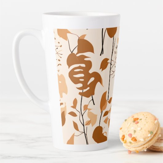Autumn Botanical Leaves Minimalist Mug カフェラテマグ (インサイチュ)