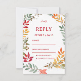 Autumn Botanical Leaves Response 出欠カード