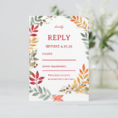 Autumn Botanical Leaves Response 出欠カード (スタンド正面)