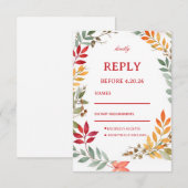 Autumn Botanical Leaves Response 出欠カード (正面/裏面)