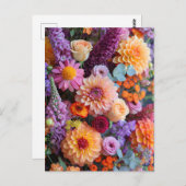 Autumn Bouquet with Dahlias, Freesias, and Gerbera ポストカード (正面/裏面)