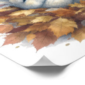 Autumn Bunny in Leaves with Funny Lazy Quote ポスター (角)