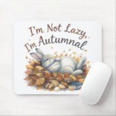 Autumn Bunny in Leaves with Funny Lazy Quote Canva マウスパッド (マウス)