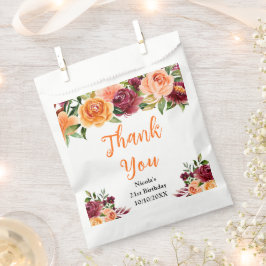 Autumn Burgundy and Orange Birthday Thank You フェイバーバッグ