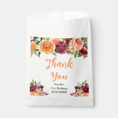 Autumn Burgundy and Orange Birthday Thank You フェイバーバッグ (正面)