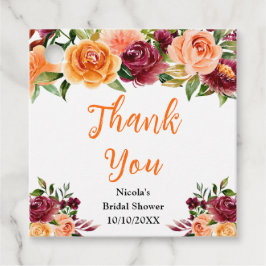 Autumn Burgundy and Orange Bridal Shower Thank You フェイバータグ