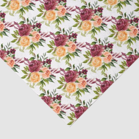 Autumn Burgundy and Orange Floral 薄葉紙 (詳細)