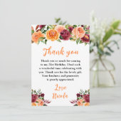 Autumn Burgundy and Orange Floral Birthday サンキューカード (スタンド正面)