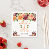 Autumn Burgundy and Orange Floral Wedding スタンダードカクテルナプキン (インサイチュ)