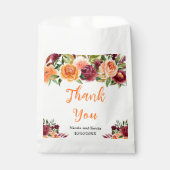 Autumn Burgundy and Orange Floral Wedding フェイバーバッグ (正面)