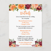 Autumn Burgundy and Orange Floral Wedding Details エンクロージャーカード (正面)