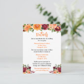 Autumn Burgundy and Orange Floral Wedding Details エンクロージャーカード (スタンド正面)