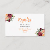 Autumn Burgundy and Orange Floral Wedding Registry エンクロージャーカード (正面)