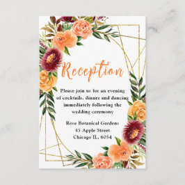 Autumn Burgundy and Orange Flowers エンクロージャーカード