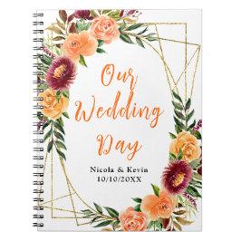 Autumn Burgundy and Orange Flowers ノートブック