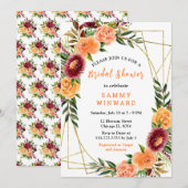 Autumn Burgundy and Orange Flowers 招待状 (正面/裏面)