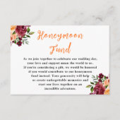 Autumn Burgundy and Orange Wedding Honeymoon Fund エンクロージャーカード (正面)