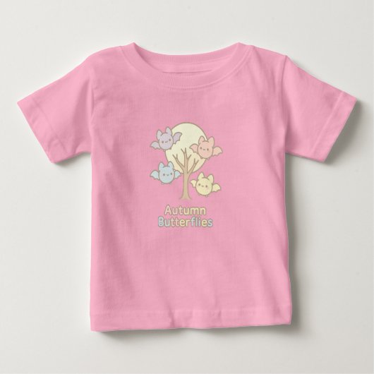 Autumn Butterflies – Pastel Bat Whimsy for Fall ベビーTシャツ (正面)